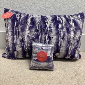 Purple and White Minky Pillow Covers (set of 2)